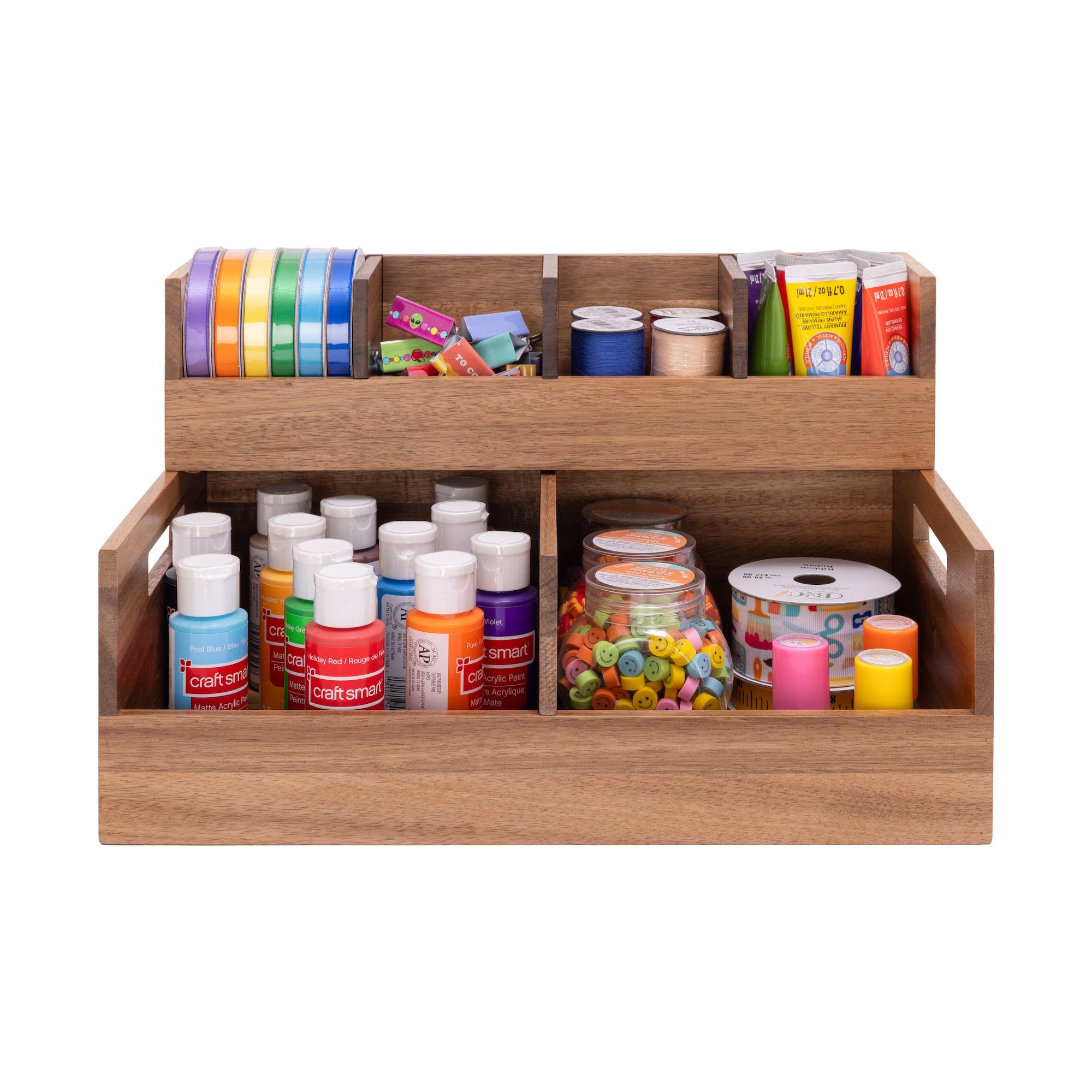 Seville Classics Small Acacia Desktop Organizer